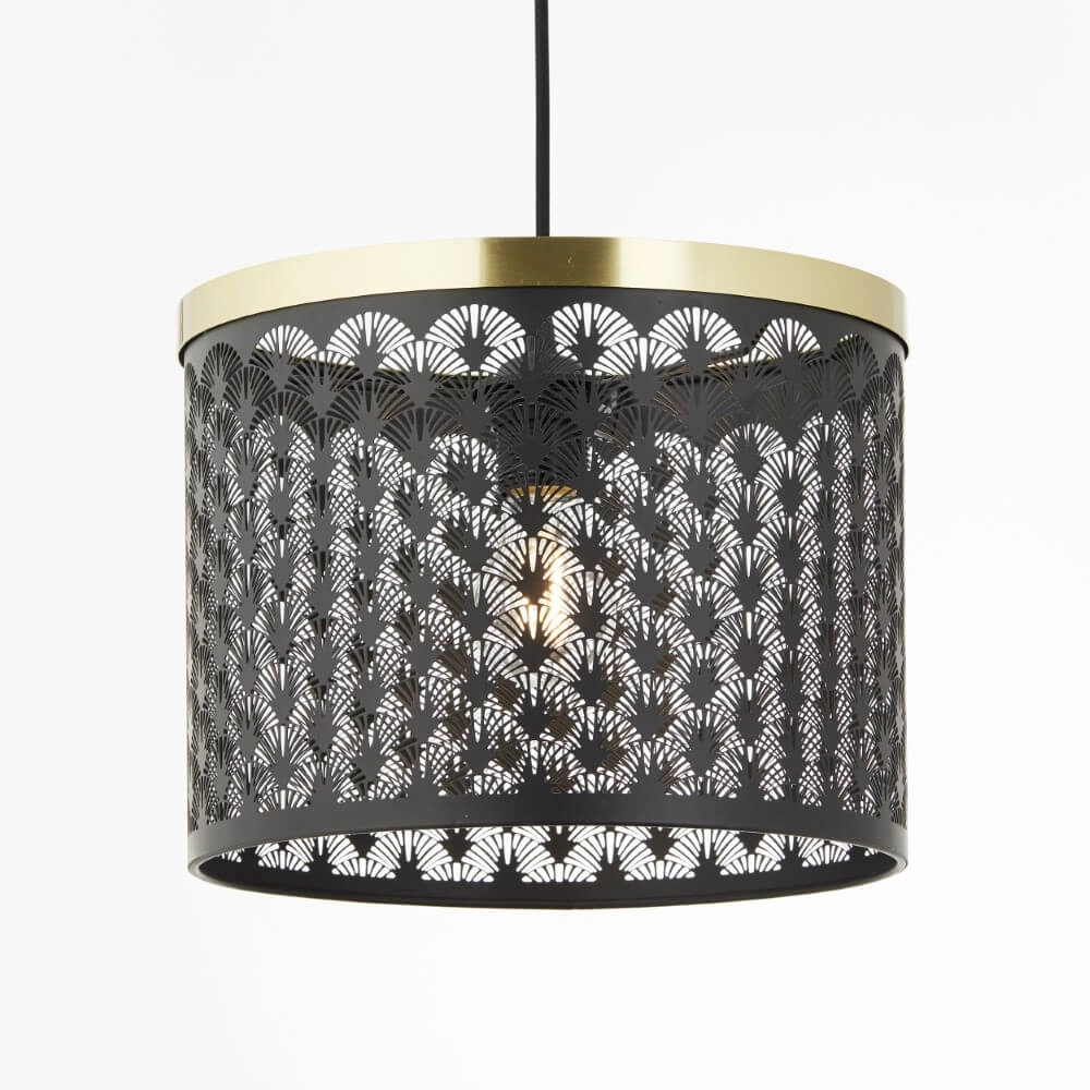 Black pendant lamp Neolia with gold Brilliant 4004353382017