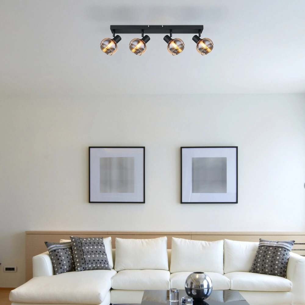 Black ceiling lamp Tokki 4-light amber smoke glass Globo 9007371446032