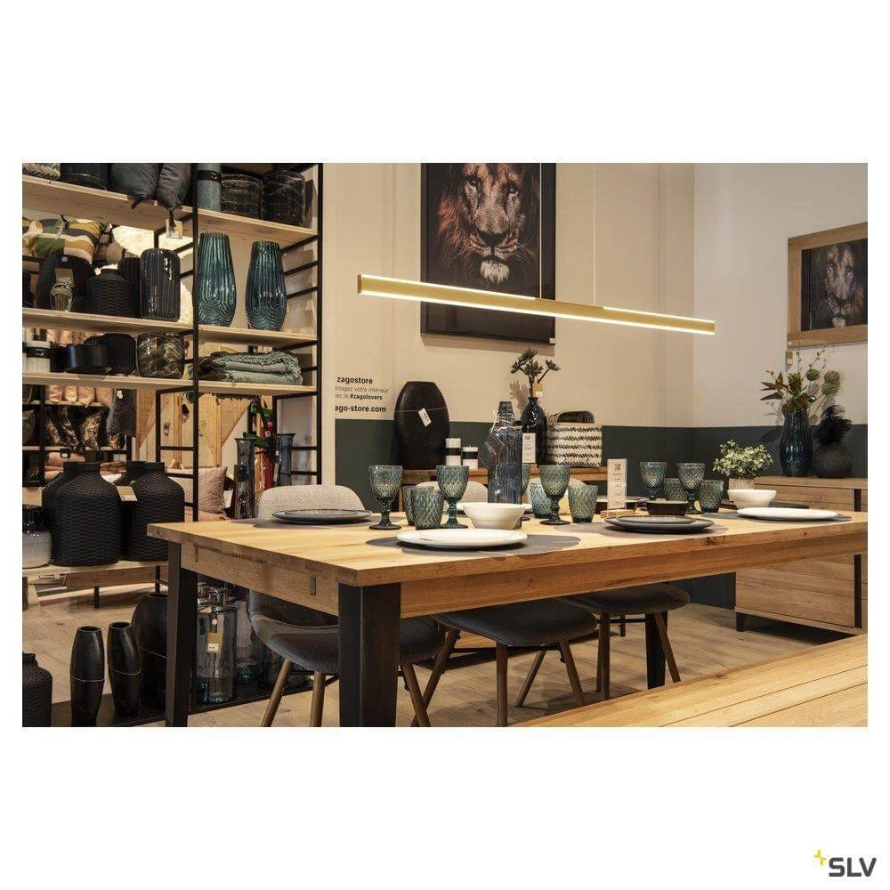 office hanging lamp One Linear 2x15w Led 140cm matt brass SLV 4024163262637