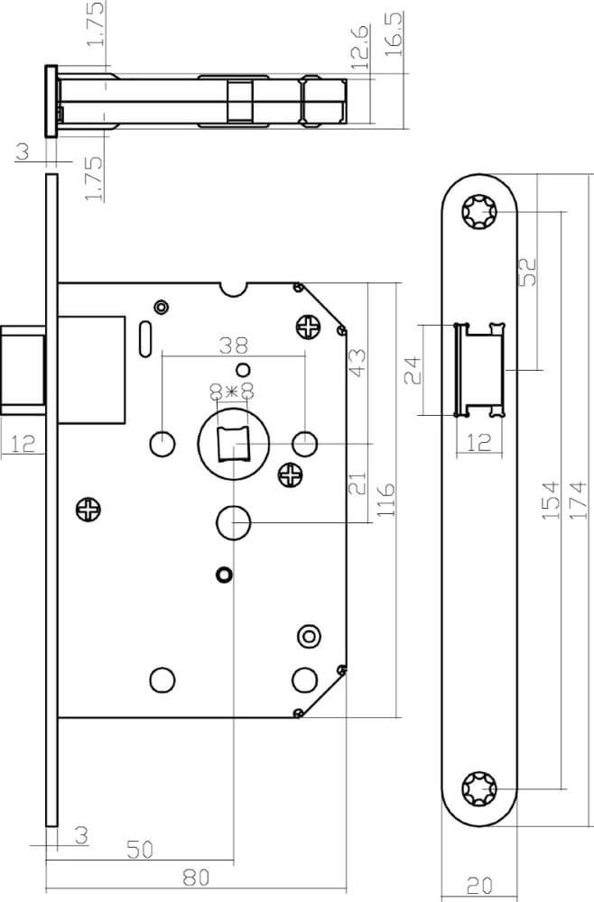 Complete door handle set Hera brass Intersteel 8714186634790