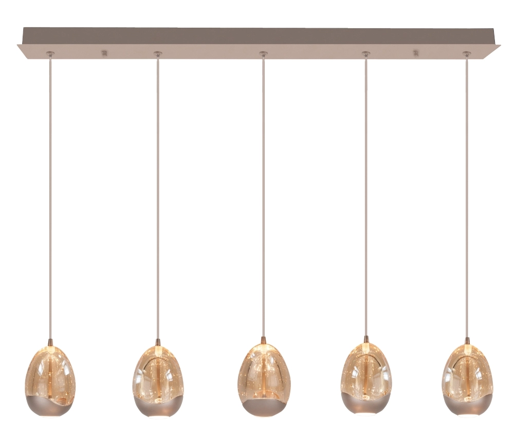 Dining room pendant lamp Champagne Egg 5-light