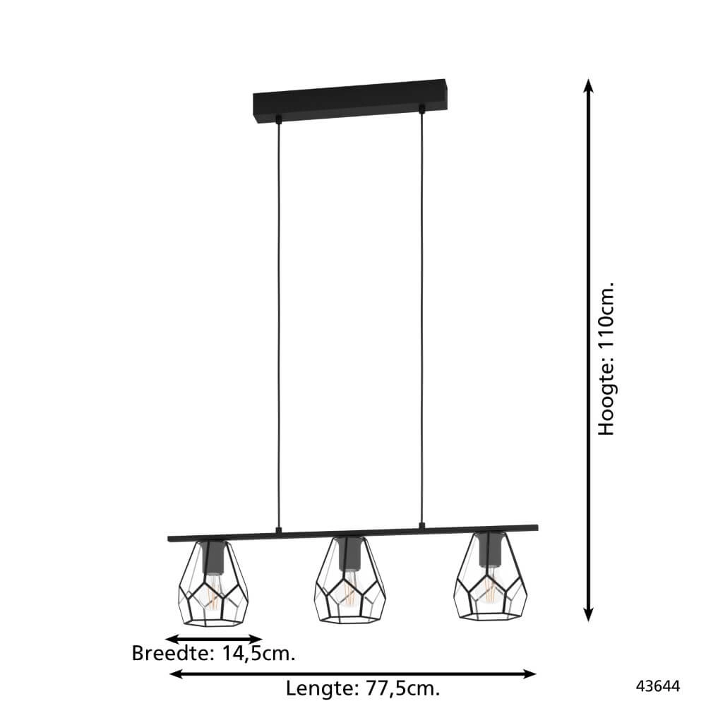 Dining room hanging lamp Mardyke black with glass Eglo 9002759436445