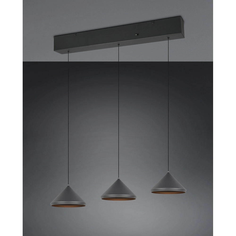 3-light pendant lamp Laguna black