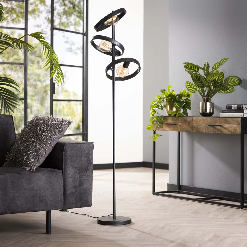 Rings floor lamp Hover 155cm high - charcoal Lyora 8716803513310