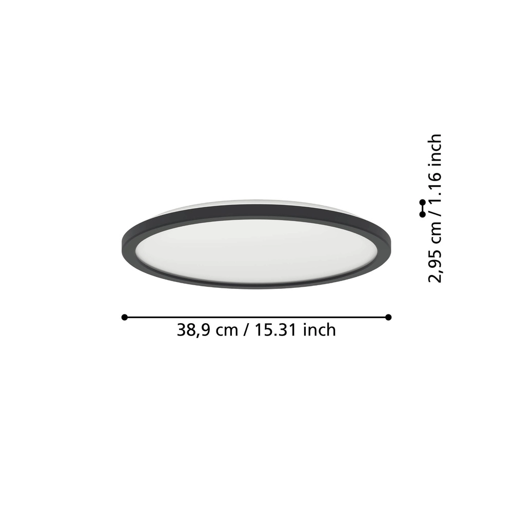 Bathroom lamp with remote Rovito-R round - black - Ø 38,9cm Eglo 9008606329984