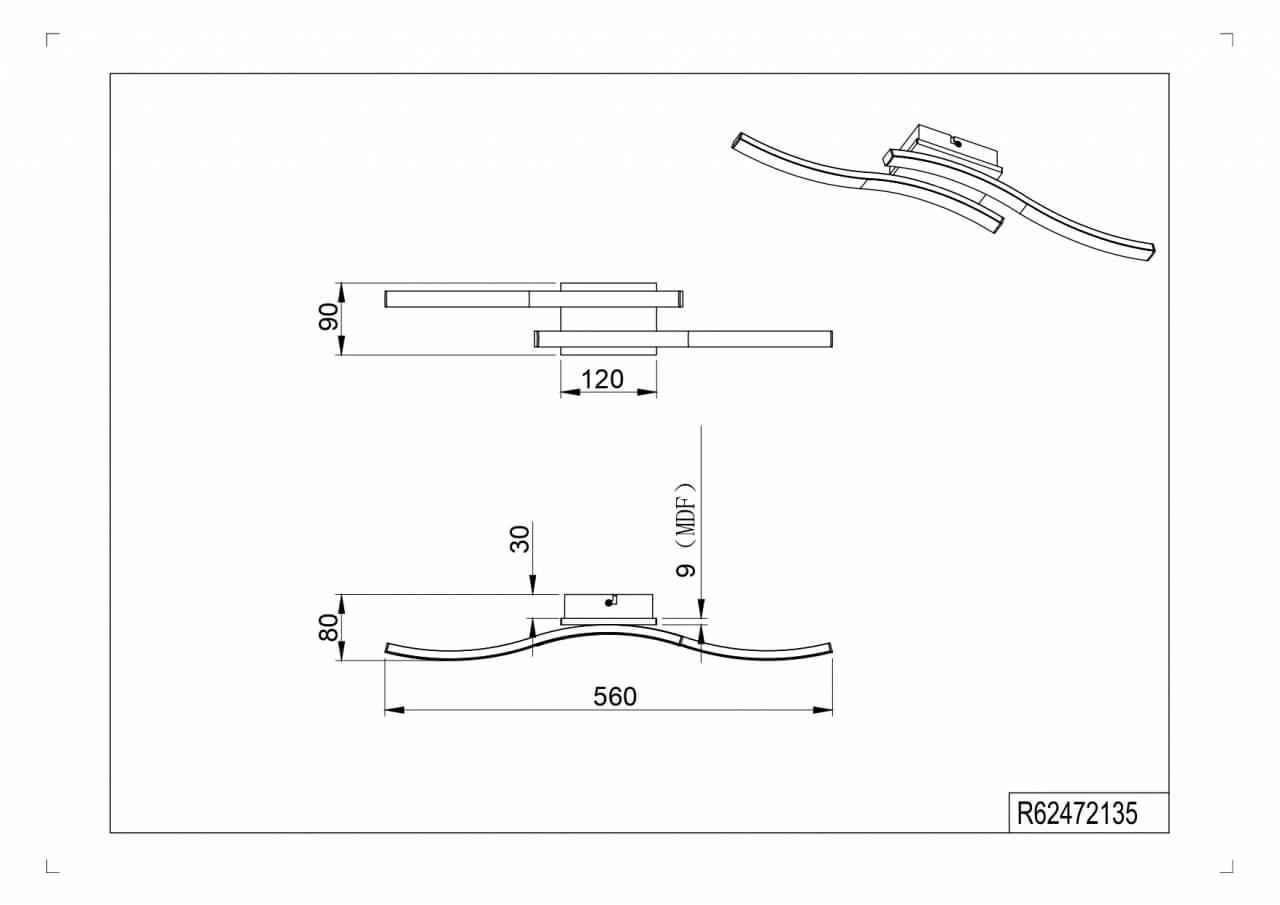Designer ceiling lamp Route rectangular Trio 4017807561111