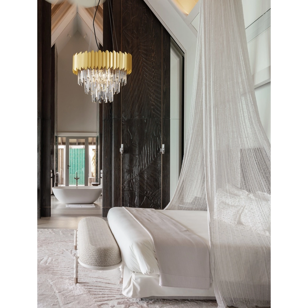 Pendant lamp Magnolia gold and crystal Ø 50cm Lyora 5212017434968