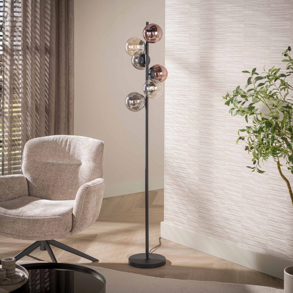Vloerlamp design Orb zwart 6-lichts Lyora 8716803514959