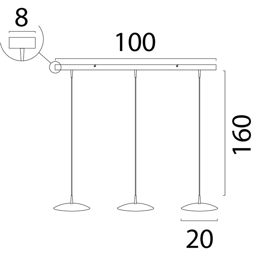 3-light pendant lamp Scala 100cm nickel Ø 20cm Masterlight 8718121312583