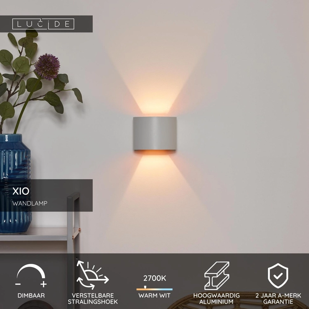 Rounded wall spot Xio 2700K white Lucide 5411212091918