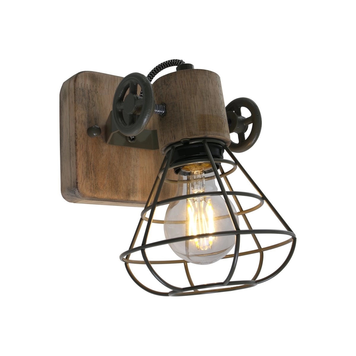 Wall lamp Geurnesey dark green with wood