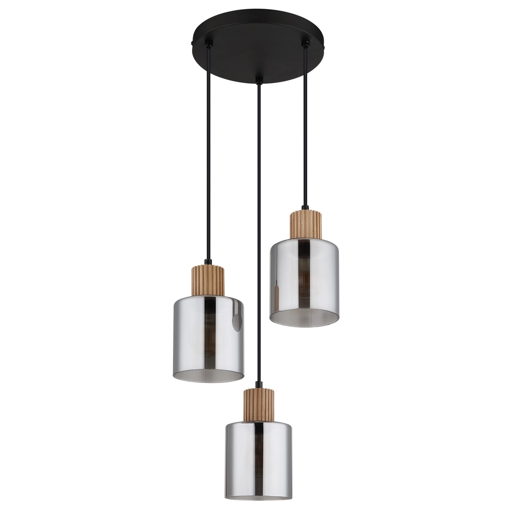 Design pendant lamp Aleidis 3-light round black Globo 9007371518210