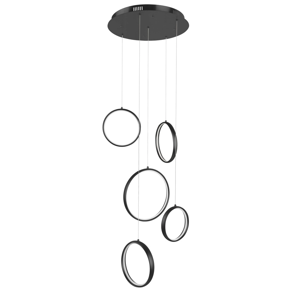 Design pendant lamp Olympia Black 5 circles
