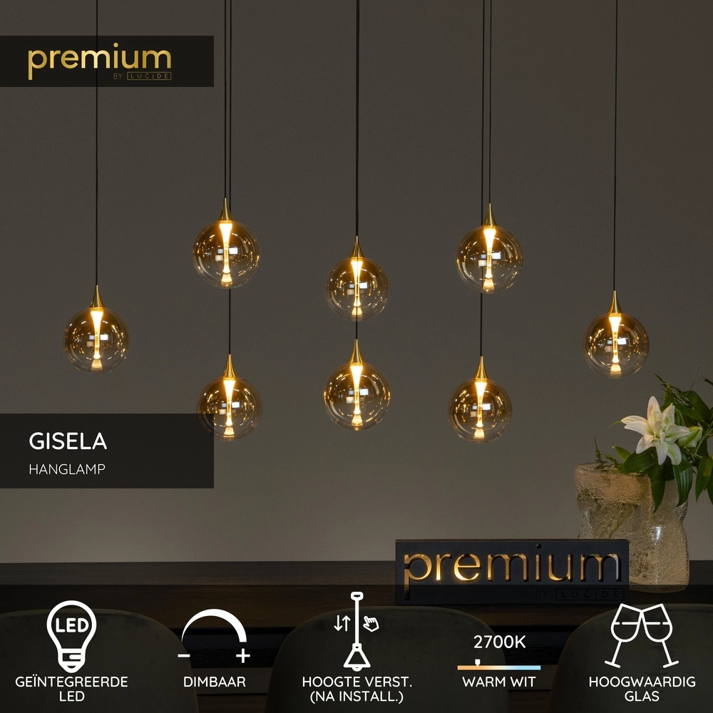 Design LED pendant light Gisela fading - 8x Ø 16cm Premium by Lucide 5411212134837
