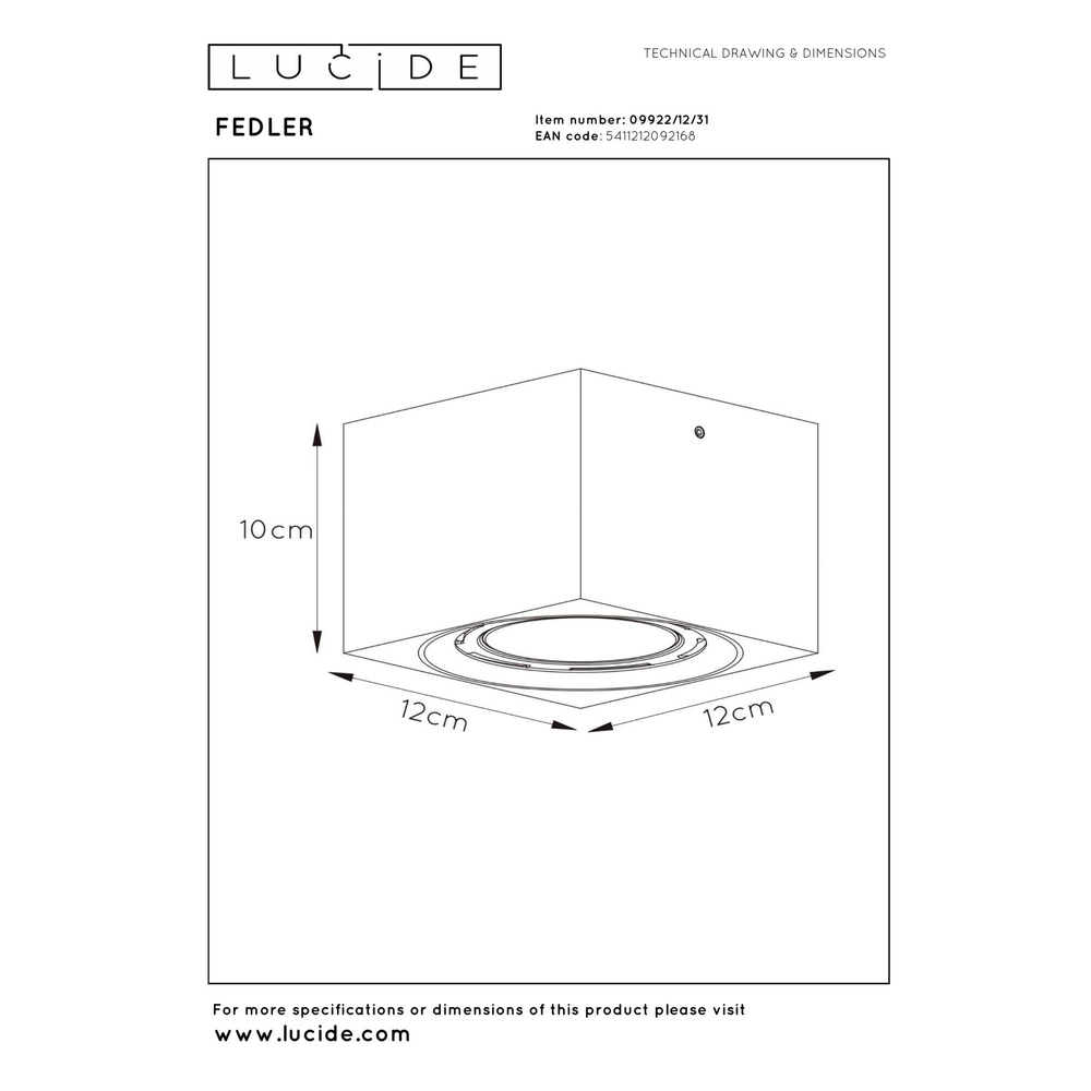 Ceiling spotlight Fedler GU10 ES111 white Lucide 5411212092168