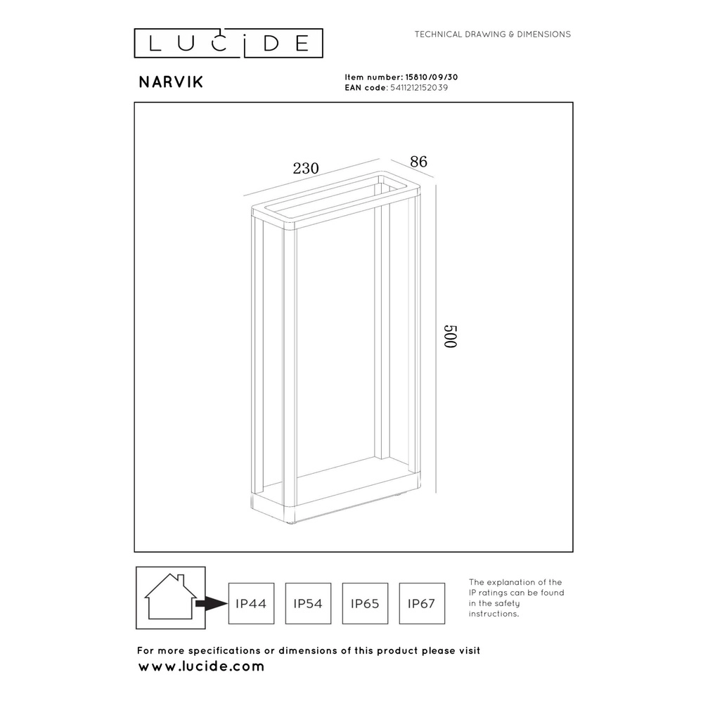 Unique pedestal lamp Narvik Black Lucide 5411212152039