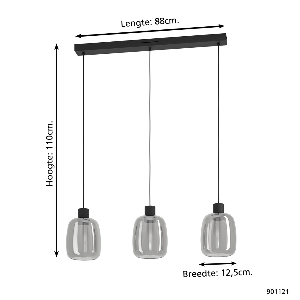 Smoke pendant lamp Molochio-Z 3x led - Zigbee Eglo 9008606312832