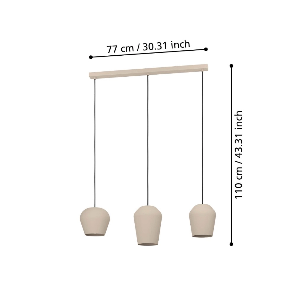 Taupe pendant lamp Cambaito 3-light Eglo 9008606238927