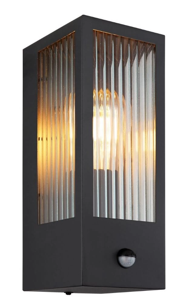 Wall lamp Gundula with sensor ribbed glass