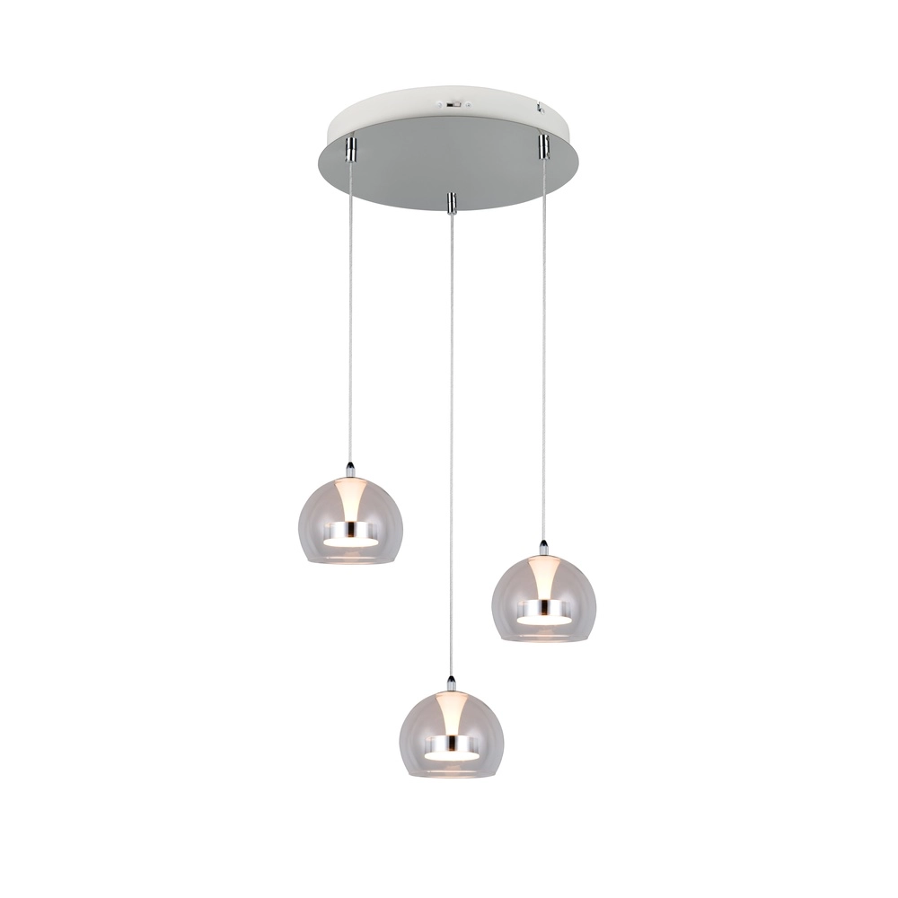 Pendant lamp Flynt 3-light chrome