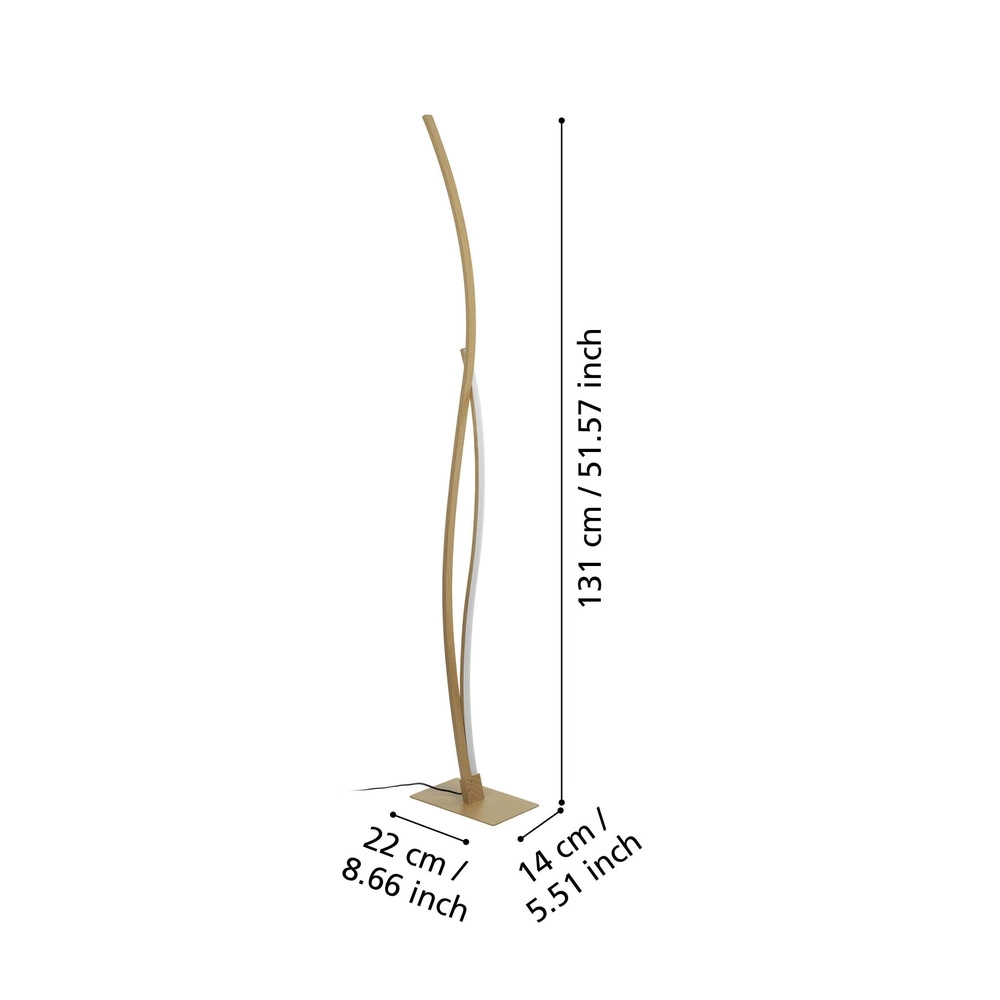 Led floor lamp Grisolia 129cm - wood look Eglo 9008606316229