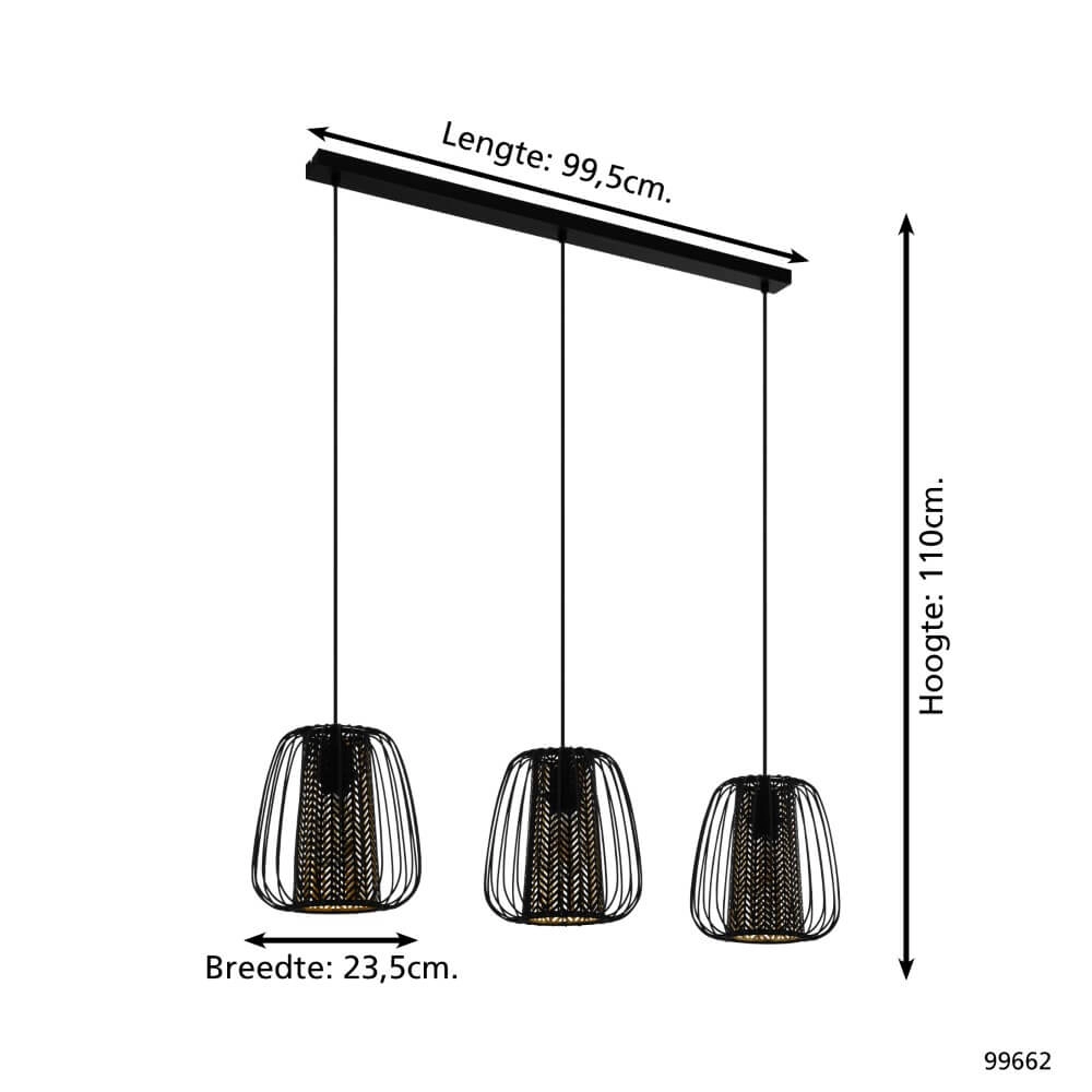 Dining room pendant lamp Curasao black with gold Eglo 9002759996628