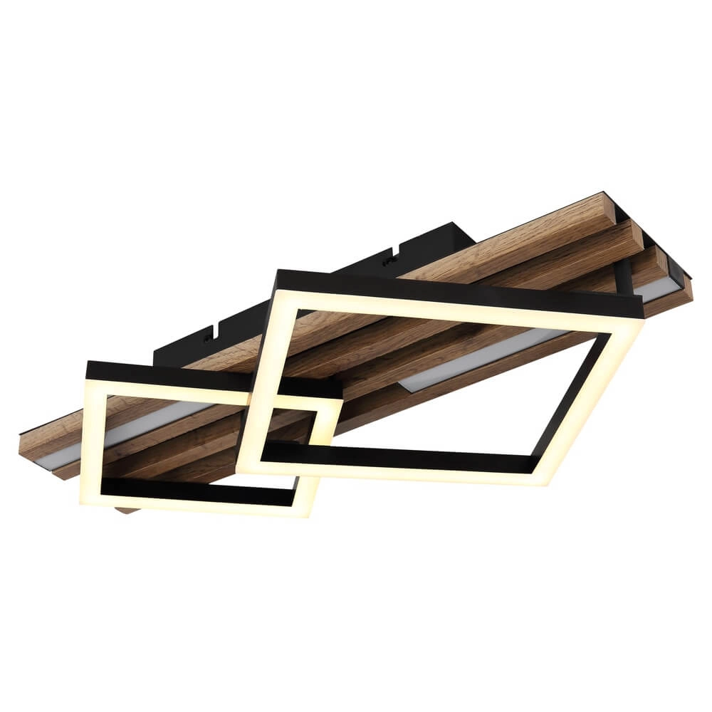 Ceiling lamp Obrien black with wood 2-lightest Globo 9007371512300