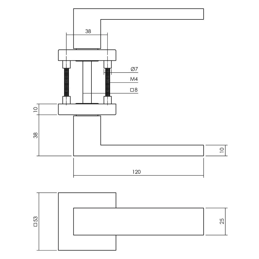 Backdoor hardware Amsterdam Square Brass Intersteel 8714186697061