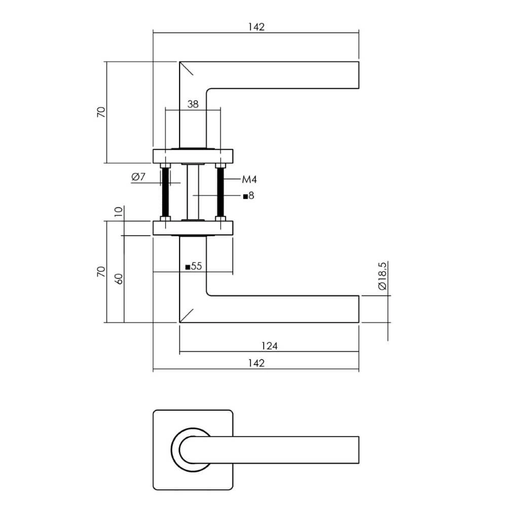 Complete door handle set Bastian brass toilet Intersteel 8714186634783