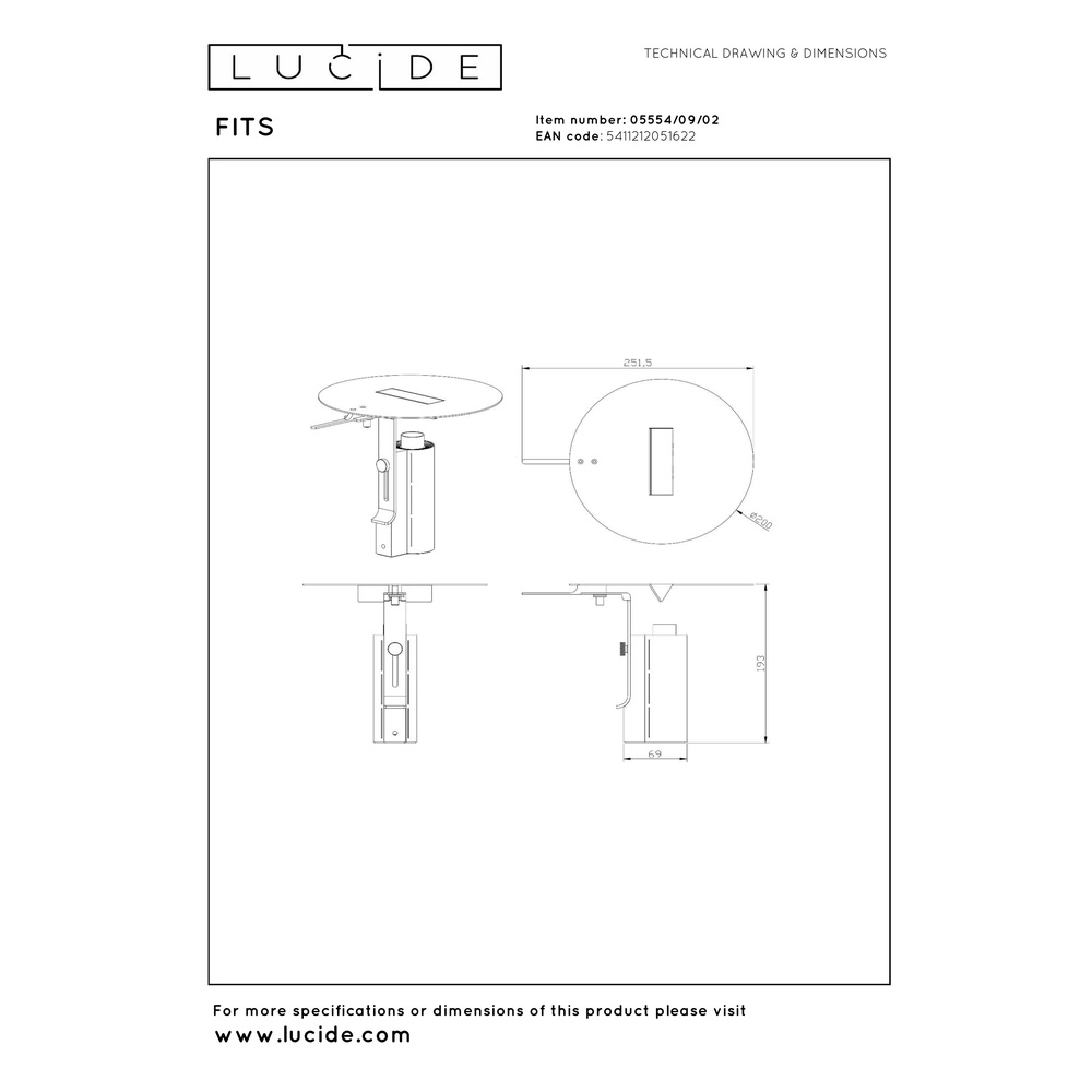 Gold desk lamp Fits LED Premium by Lucide 5411212051622
