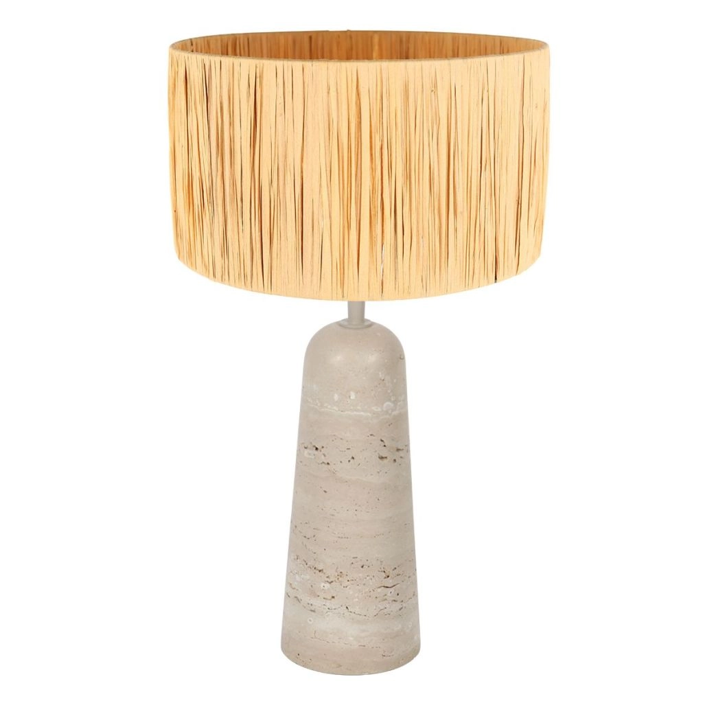Stone Table Lamp Travino with straw shade Ø30cm Steinhauer 8712746183450