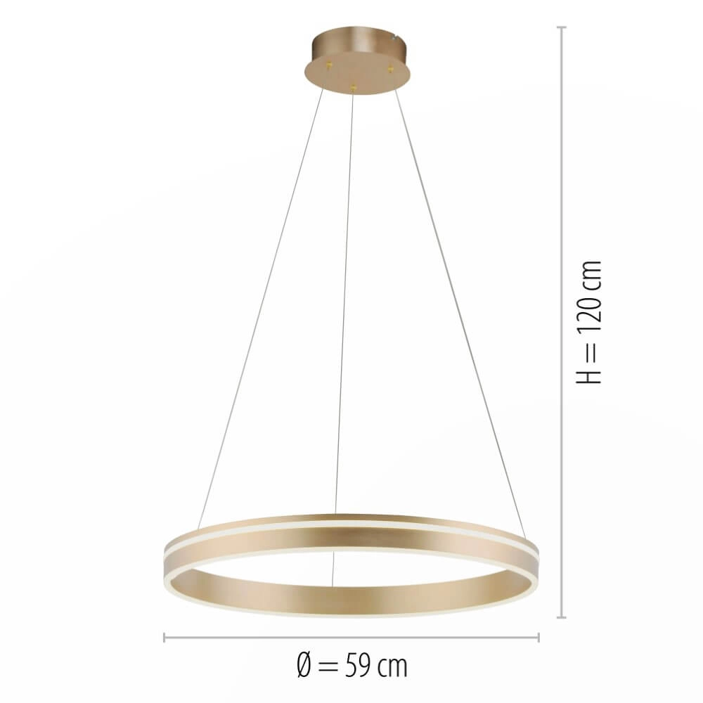 Design pendant lamp Q-Vito Ø 59cm brass Paul Neuhaus 4012248357767