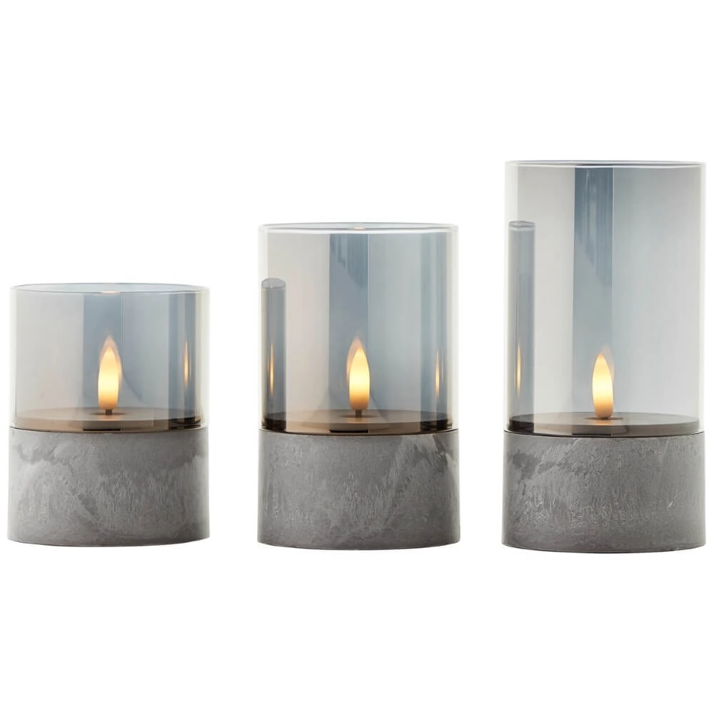 Set of 3 table lamps Bougie smoke glass