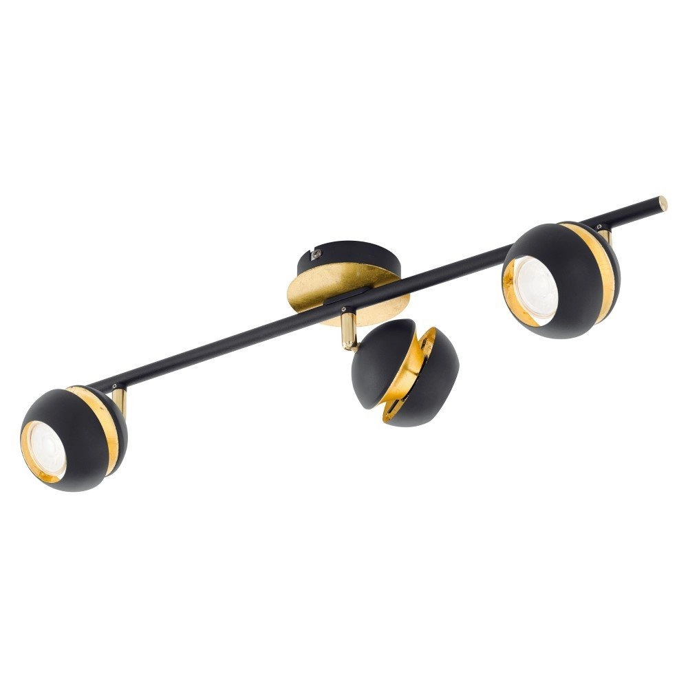Led ceiling spot Nocito 3-light black with gold