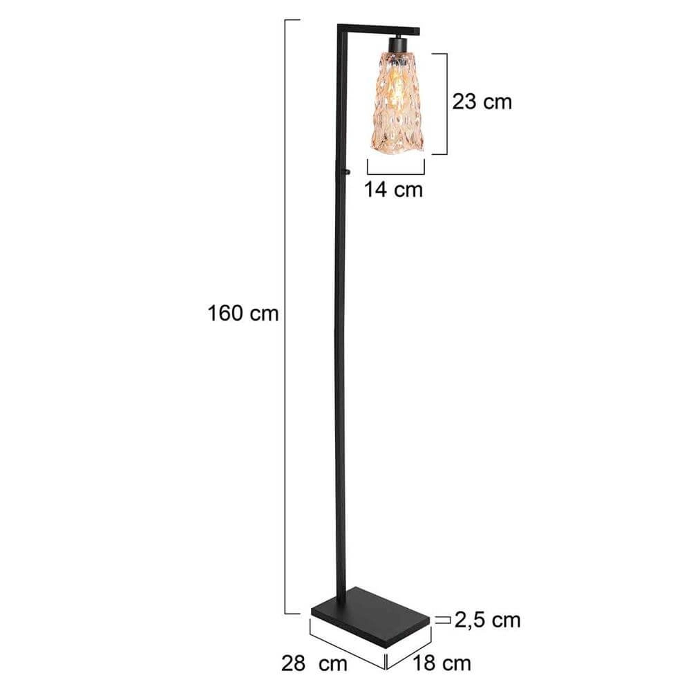 Floor lamp Vidrio black with amber glass Steinhauer 8712746173741