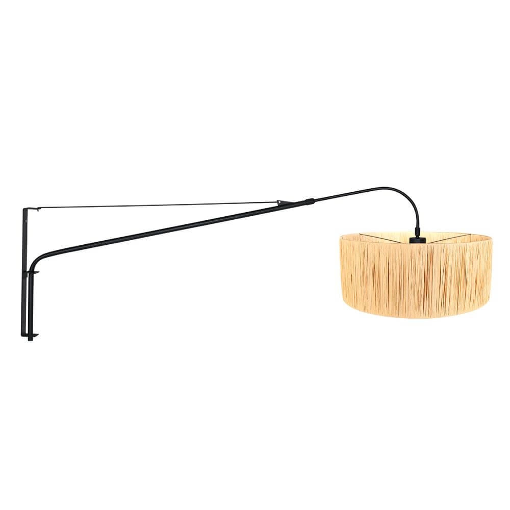 Wall lamp Elegant Classy black with straw shade Steinhauer 8712746171990