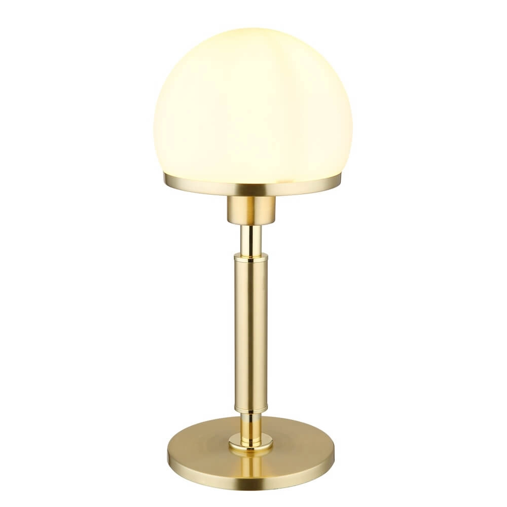 Table lamp Haku gold with white glass