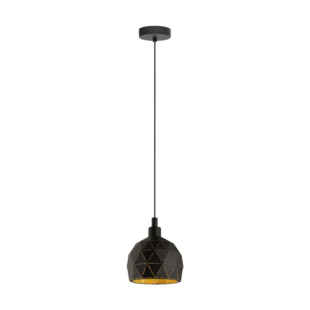 Design pendant lamp Roccaforte Ø 17cm black with gold Eglo 9002759333454