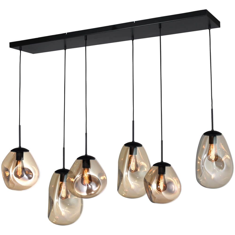 Hanging lamp Lava 6x gold glass