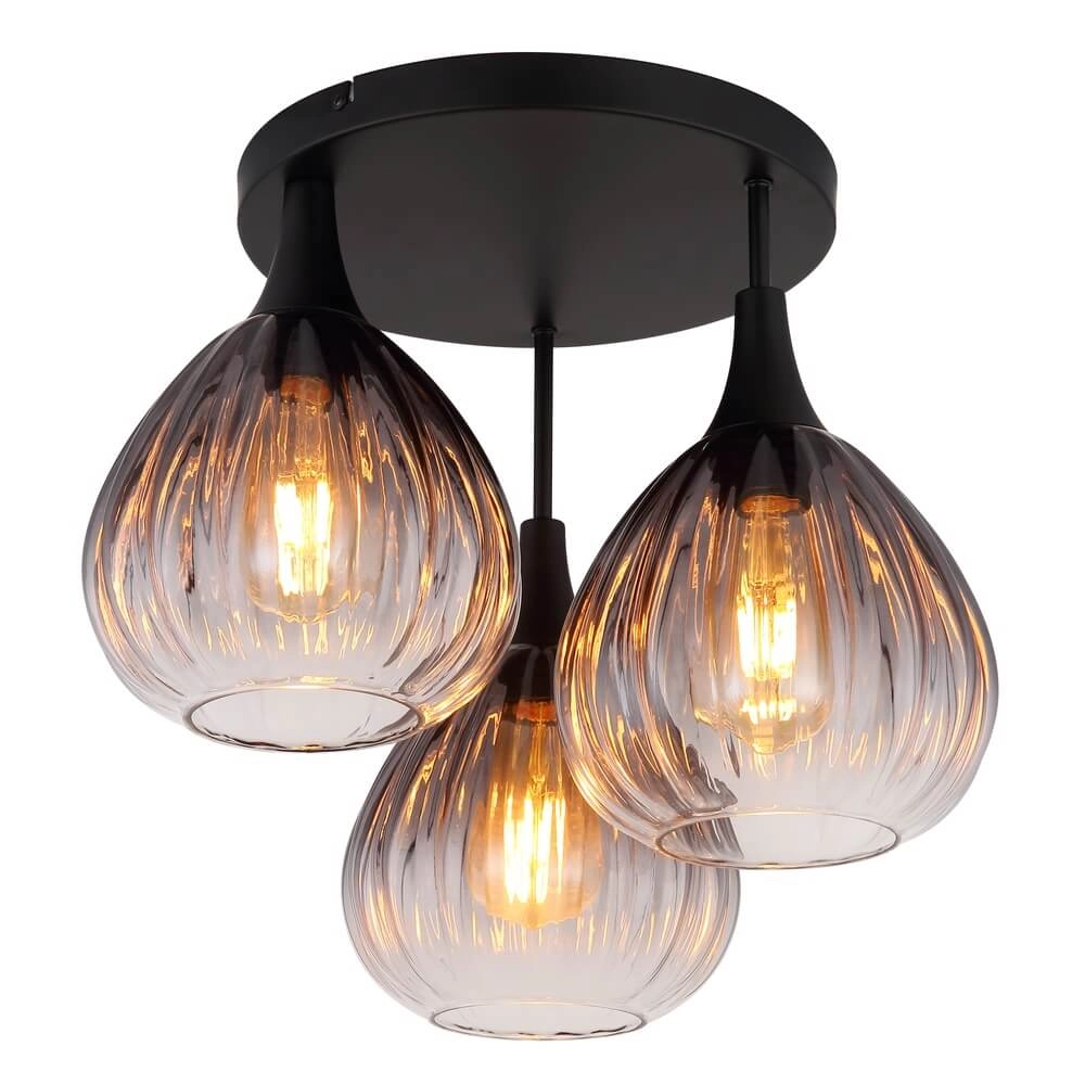 Black ceiling lamp Olsen 3-light