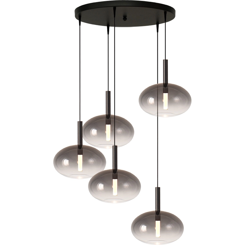 5L vide pendant lamp Lido Onion with Ø 24cm smoke-fading glass