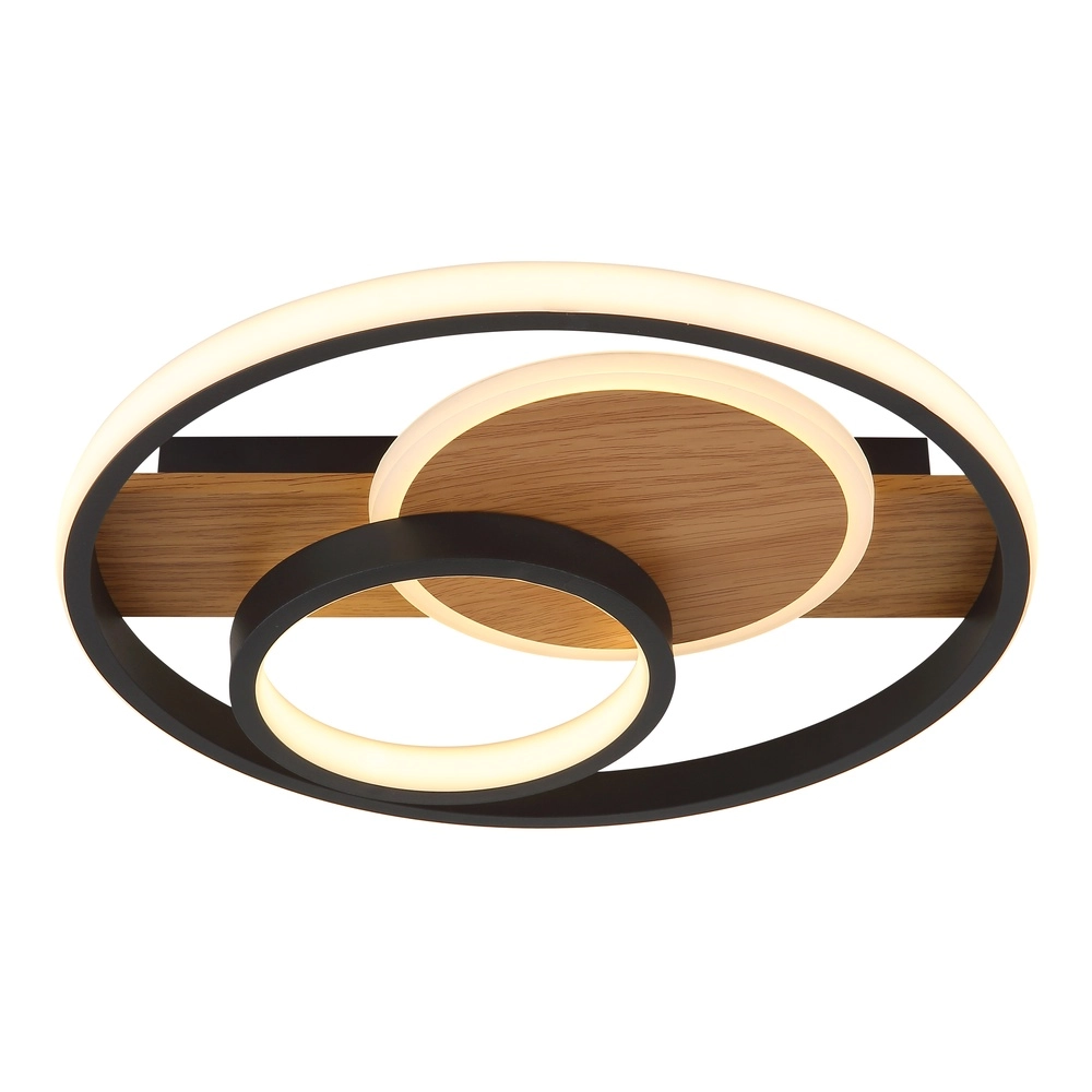Design ceiling lamp Pikara black with wood Globo 9007371474707