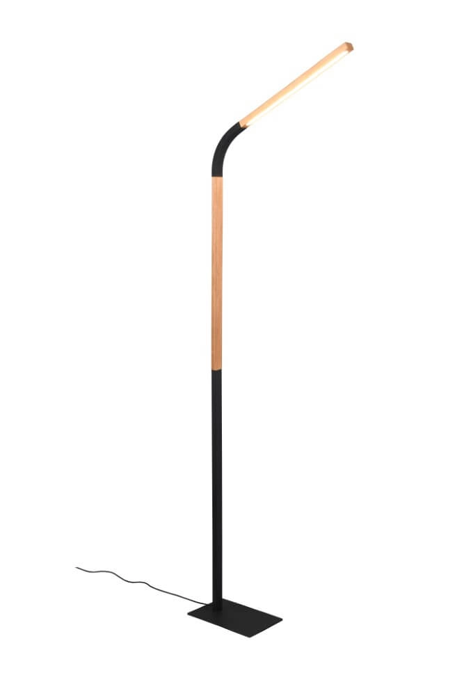 Flexible reading lamp Norris black with wood Trio 4017807600018