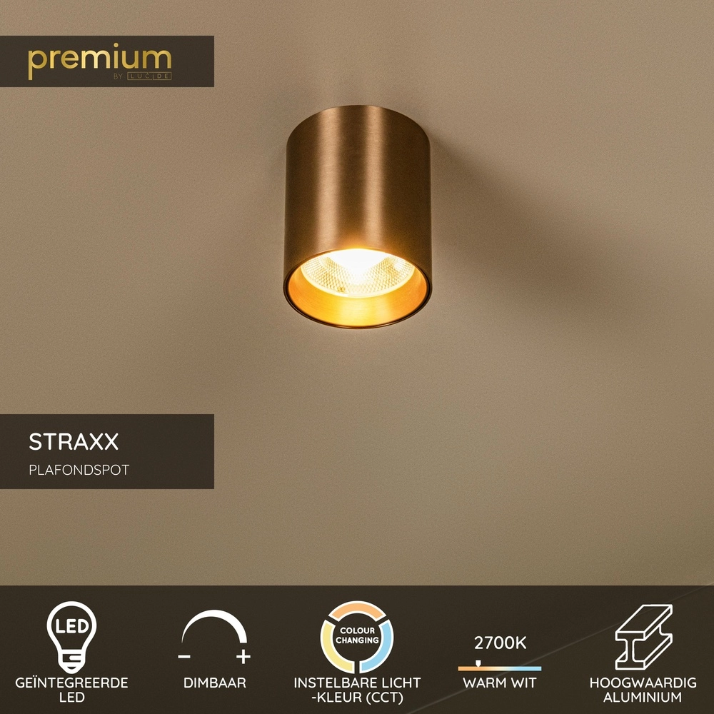 Surface-mounted spot Straxx champagne Ø 8cm Premium by Lucide 5411212552747