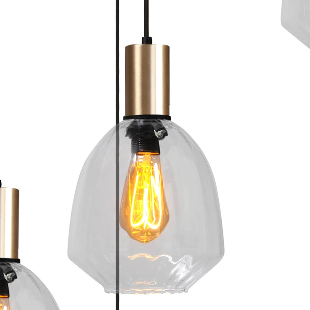 5-light loft hanging lamp - gold - Porto with Nicolette clear lenses Masterlight 8718121271163