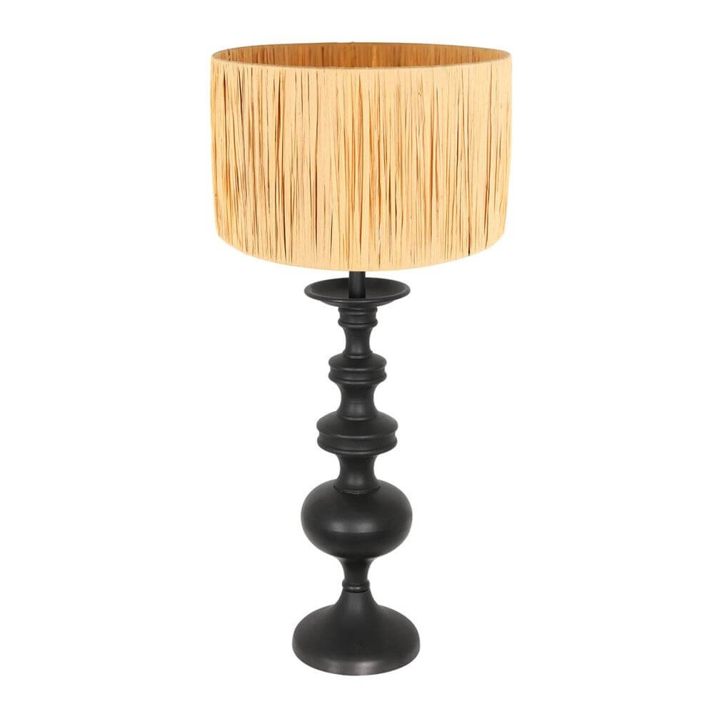 Table lamp Lyons black with straw shade