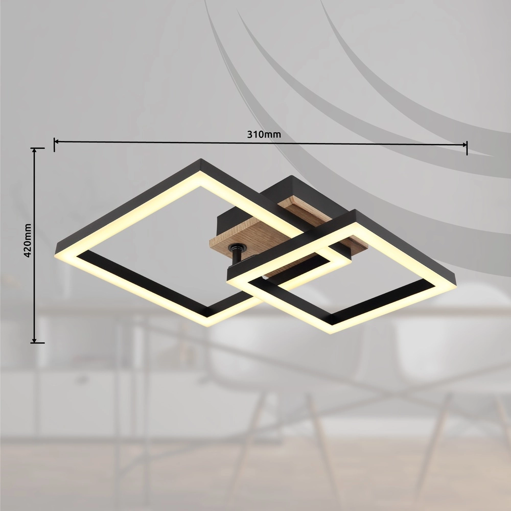 Ceiling lamp Bard black with wood Globo 9007371455188