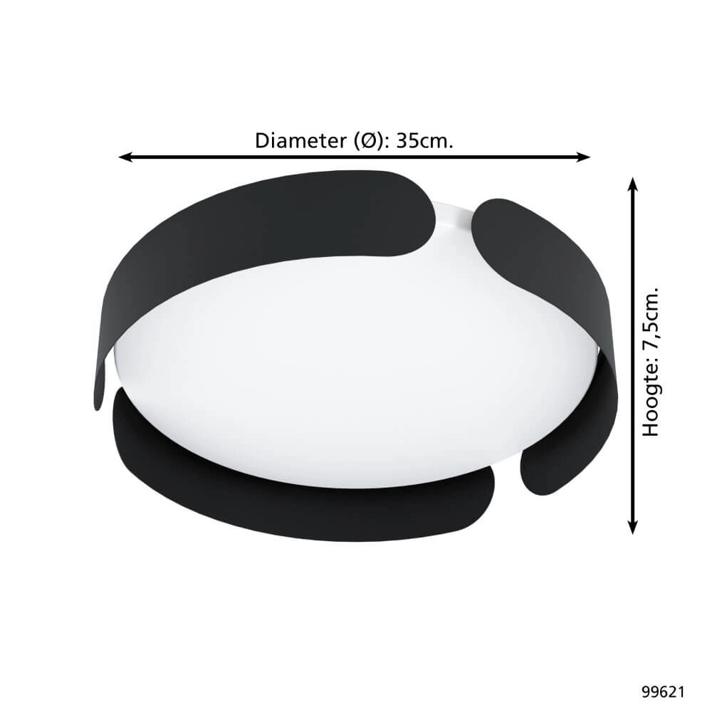 Black ceiling lamp Valcasotto Ø 37cm Eglo 9002759996215