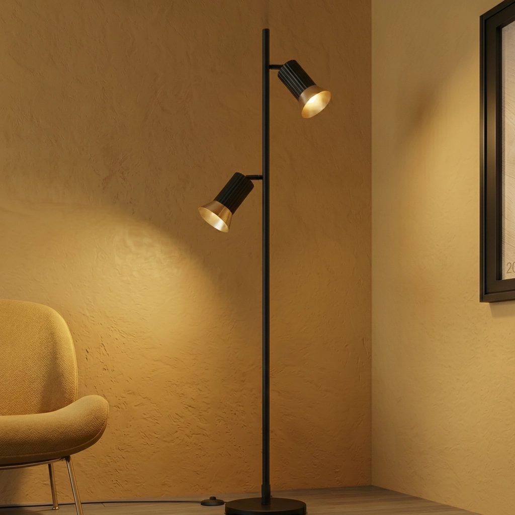 Design floor lamp Luvia black with gold