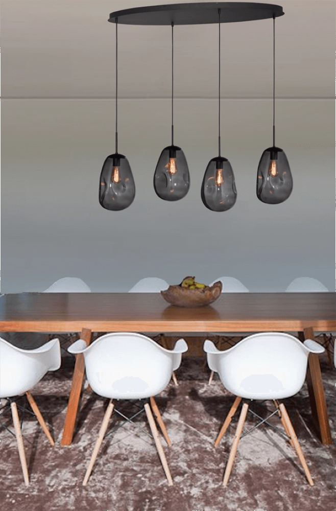 Hanging lamp Lava Oval 4x smoke glass Ø 22.5cm Masterlight 8718121290096